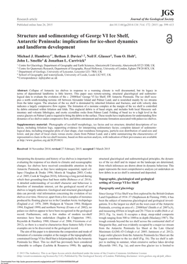 Structure and Sedimentology of George VI Ice Shelf, Antarctic Peninsula: Implications for Ice-Sheet Dynamics and Landform Developmentmichael J