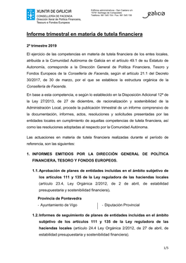 Informe Trimestral En Materia De Tutela Financiera