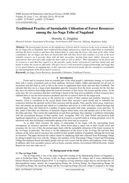 Traditional Practice of Sustainable Utilisation of Forest Resources Among the Ao-Naga Tribe of Nagaland