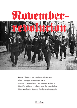 November 1918 Manfred Weißbecker – Gescheiterter Aufbruch Hans-Kai Möller – Hamburg Unter Der Roten Fahne Hans Matthaei – Denkmal Für Die Revolutionsopfer