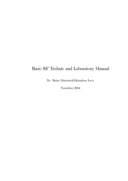 Basic RF Technic and Laboratory Manual