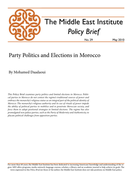 Party Politics and Elections in Morocco