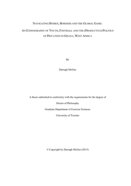 By Darragh Mcgee a Thesis Submitted in Conformity with the Requirements