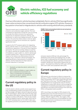 Electric Vehicles, ICE Fuel Economy and Vehicle Efficiency Regulations