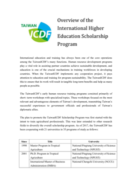 Overview of the International Higher Education Scholarship Program