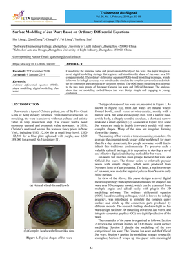 Surface Modelling of Jun Ware Based on Ordinary Differential Equations Traitement Du Signal