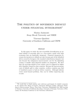 The Politics of Sovereign Default Under Financial Integration∗