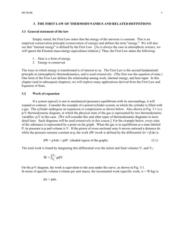 3. the First Law of Thermodynamics and Related Definitions