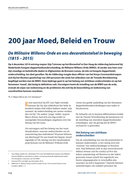 200 Jaar Moed, Beleid En Trouw De Militaire