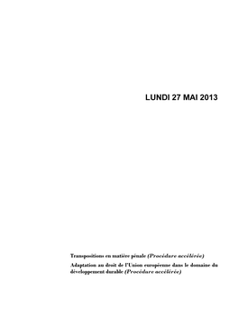 Lundi 27 Mai 2013