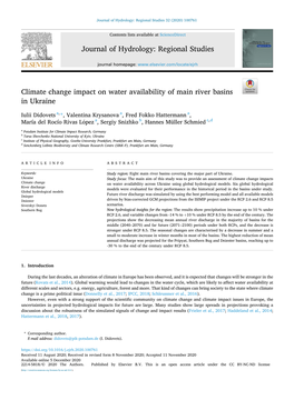 Climate Change Impact on Water Availability of Main River Basins in Ukraine