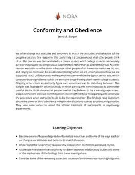 NOBA Conformity and Obedience