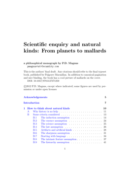 Scientific Enquiry and Natural Kinds: from Planets to Mallards