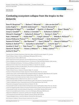 Combating Ecosystem Collapse from the Tropics to the Antarctic