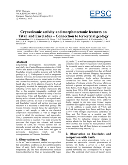 Cryovolcanic Activity and Morphotectonic Features on Titan and Enceladus – Connection to Terrestrial Geology A