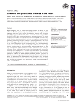 Dynamics and Persistence of Rabies in the Arctic Audrey Simon1, Olivia Tardy1, Amy Hurford2, Nicolas Lecomte3, Denise Bélanger1 & Patrick A