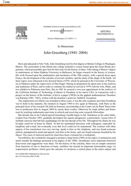 John Greenberg (1945–2004)
