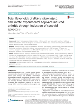 Total Flavonoids of Bidens Bipinnata L. Ameliorate