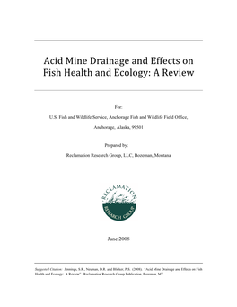 Acid Mine Drainage and Effects on Fish Health and Ecology: a Review