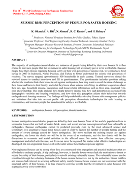 Seismic Risk Perception of People for Safer Housing