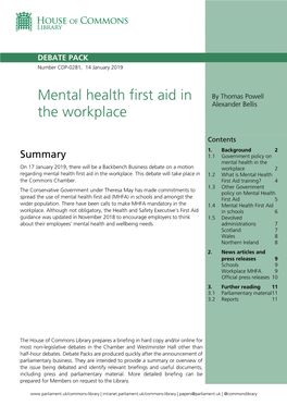 Mental Health First Aid in the Workplace