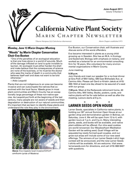 California Native Plant Society Marin Chapter Newsletter Tiburon Mariposa Lily (Calochortus Tiburonensis) Marin Chapter Established 1973