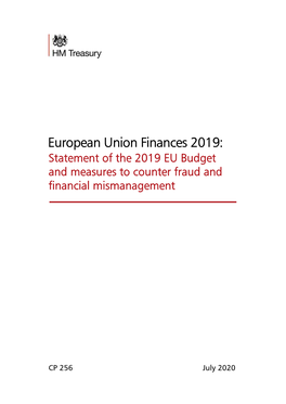 European Union Finances 2019: Statement of the 2019 EU Budget and Measures to Counter Fraud and Financial Mismanagement