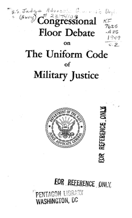 Congressional Floor Debate on the Uniform Code of Military Justice