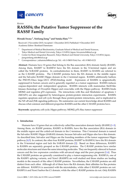 RASSF6; the Putative Tumor Suppressor of the RASSF Family