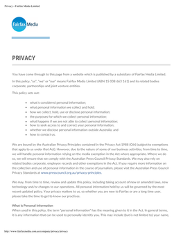 Privacy - Fairfax Media Limited