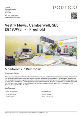 Vestry Mews, Camberwell, SE5 £849,995