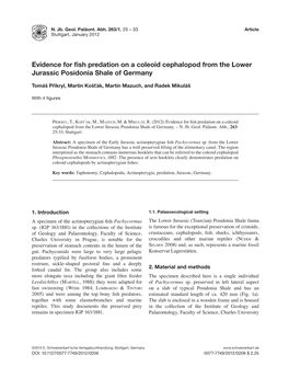 Evidence for Fish Predation on a Coleoid Cephalopod from the Lower Jurassic Posidonia Shale of Germany