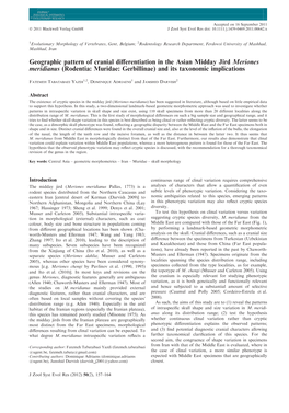 Geographic Pattern of Cranial Differentiation in the Asian Midday