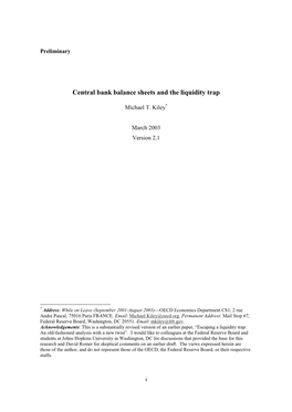 Central Bank Balance Sheets and the Liquidity Trap