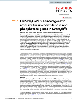 CRISPR/Cas9 Mediated Genetic Resource for Unknown Kinase And