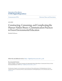 Communication Practices in Forest Environmental Education Elizabeth Dickinson