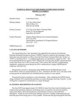 NPDES Permit No. GU0020389 Factsheet Page 2 of 22 Press Is Recycled to the Headworks and Reprocessed