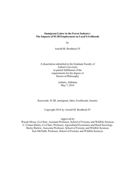 Immigrant Labor in the Forest Industry: the Impacts of H-2B Employment on Local Livelihoods