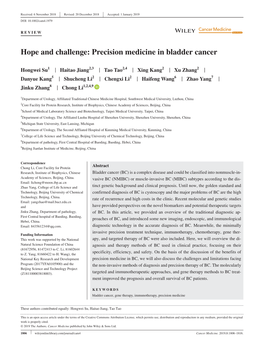 Hope and Challenge: Precision Medicine in Bladder Cancer