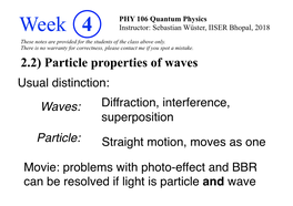 Week4 (Particle Properties of Waves)