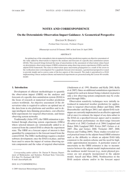 NOTES and CORRESPONDENCE on the Deterministic Observation