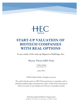 Start-Up Valuation of Biotech Companies with Real Options