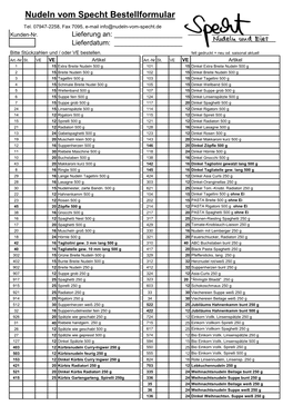 Nudeln Vom Specht Bestellformular