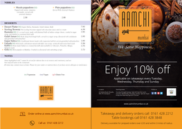 Aamchi Takeaway Menu 2017