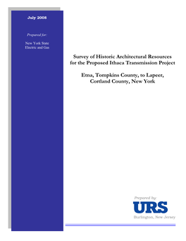 Survey of Historic Architectural Resources for the Proposed Ithaca Transmission Project