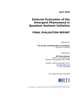 External Evaluation of the Emergent Phenomena in Quantum Systems Initiative