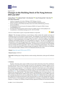 Changes in the Building Stock of Da Nang Between 2015 and 2017