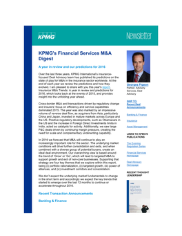 KPMG's Financial Services M&A Digest