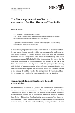 The Filmic Representation of Home in Transnational Families: the Case of 'I