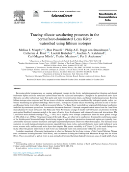 Tracing Silicate Weathering Processes in the Permafrost-Dominated Lena River Watershed Using Lithium Isotopes
